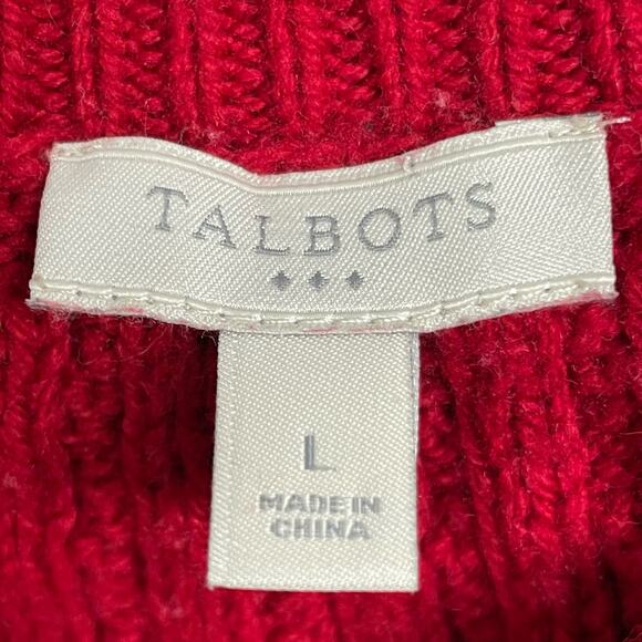 Talbots Factory Red Heavy Cable Knit Sweater Size L - Picture 7 of 9
